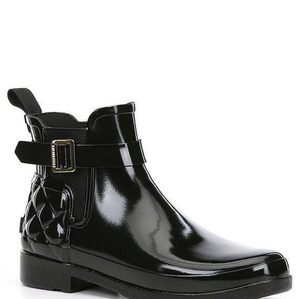 Hunter Refined Gloss Quilted Chelsea Rain Boot NIB - Picture 2 of 3